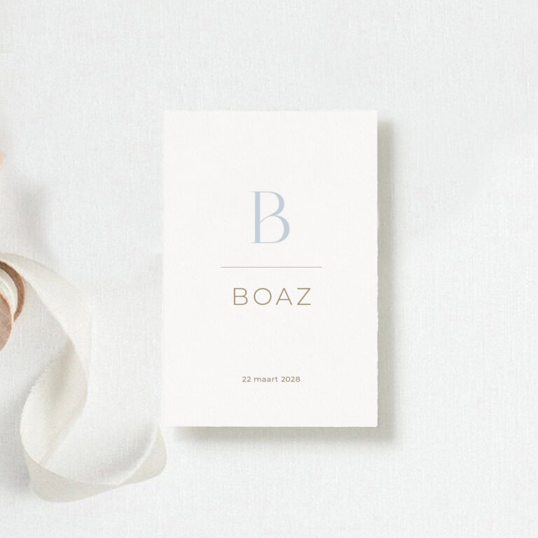 Geboortekaartje Boaz voorzijde Maison à la carte