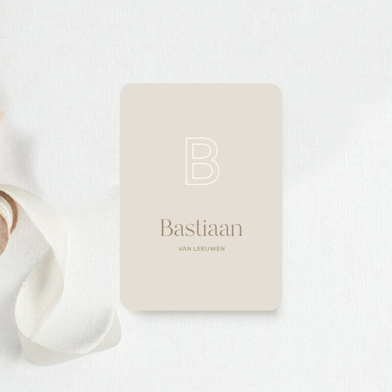 Geboortekaartje Bastiaan voorzijde Maison à la carte