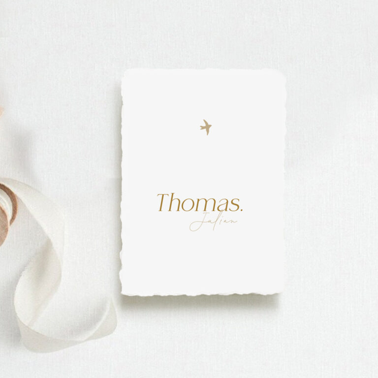 Geboortekaartje Thomas voorzijde Maison à la carte